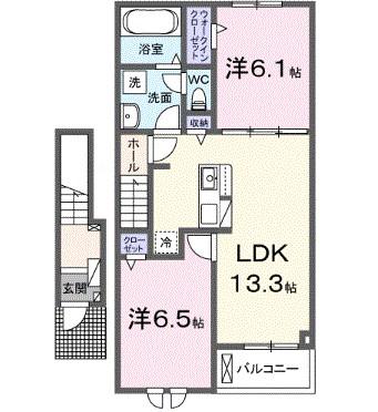 セレノ松並(2LDK/2階)の間取り写真