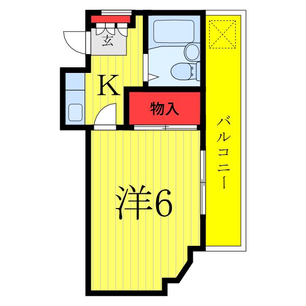 ハイツ上野(1K/2階)の間取り写真