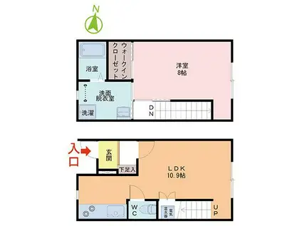 ハピラインふくい 森田駅 徒歩29分 2階建 築4年(1LDK/1階)の間取り写真