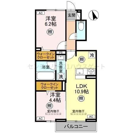 カーサ ミカサ(2LDK/1階)の間取り写真
