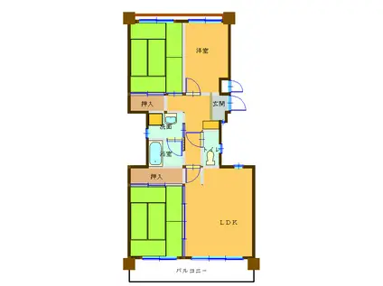カーサ21(3LDK/1階)の間取り写真