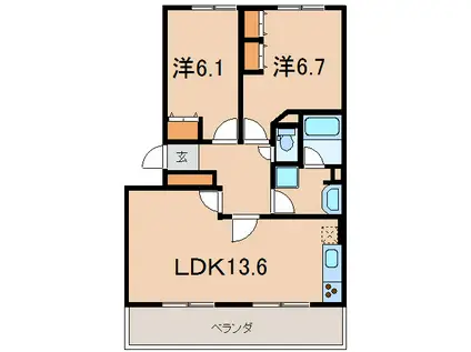 サンメゾン(2LDK/2階)の間取り写真