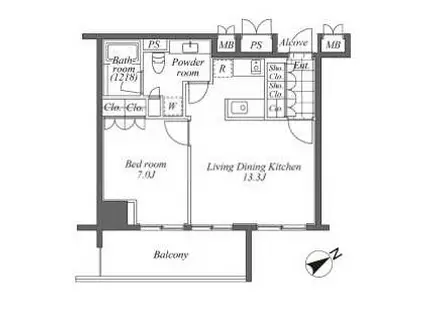 オーパスレジデンス恵比寿 旧トレディレジデンシア恵比寿(1LDK/3階)の間取り写真