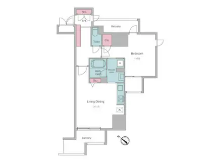 レジディア中延(1LDK/14階)の間取り写真