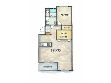 コーポラスいいだ(1LDK/3階)の間取り写真