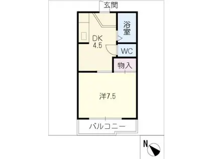 YYシーサイドパレス壱番館(1DK/1階)の間取り写真