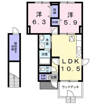 ビッグフォレストN(2LDK/1階)の間取り写真