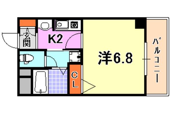 プレサンス神戸みなと元町(1K/6階)の間取り写真