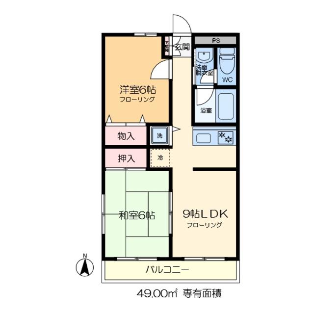 エレメント新小岩(2LDK/2階)の間取り写真