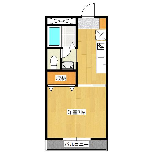ディアスU I(1K/1階)の間取り写真
