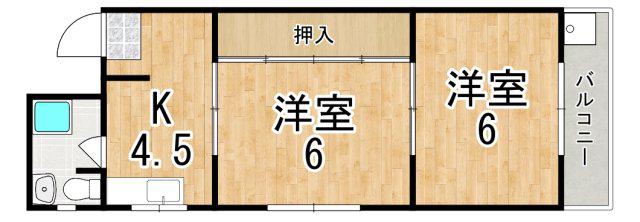 白樫マンション(2K/3階)の間取り写真