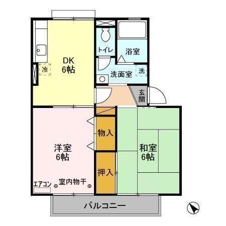 セジュール東初石Ⅲ(2DK/2階)の間取り写真