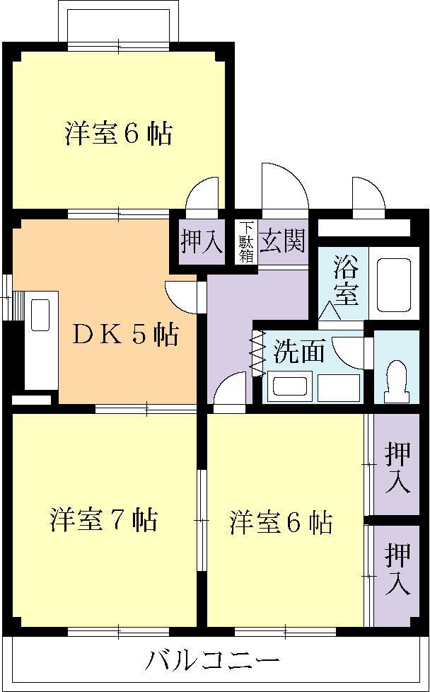 ベルメゾン湖北C(3DK/2階)の間取り写真