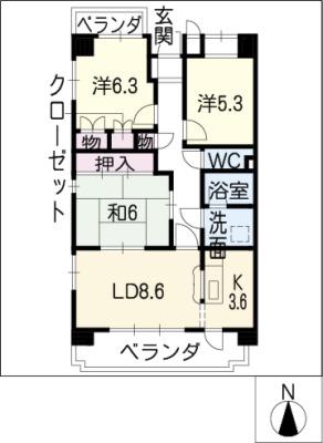 グランドパーク(3LDK/3階)の間取り写真