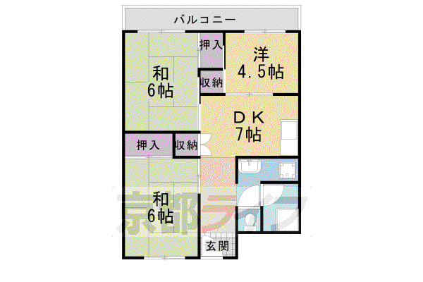 洛西北福西市営 若者子育て応援 ことこと(3DK/9階)の間取り写真