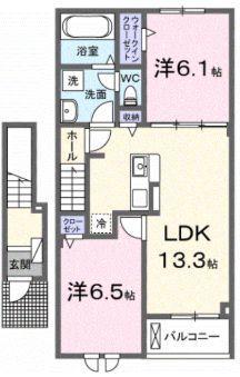 ロードクロジット(2LDK/2階)の間取り写真