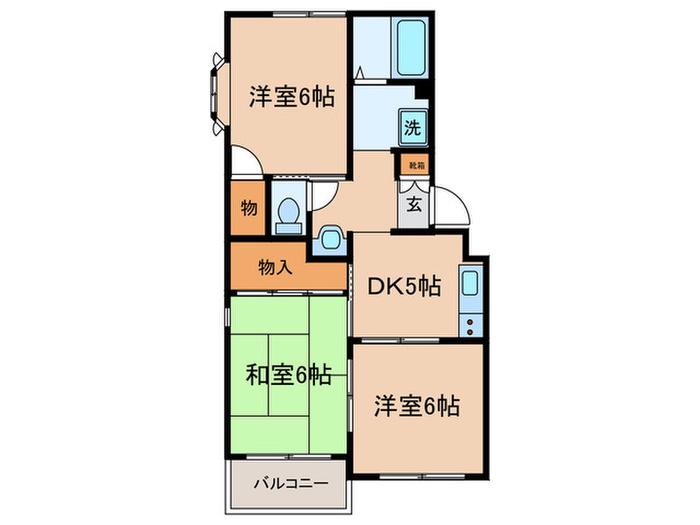 コーポ深瀬(3DK/2階)の間取り写真