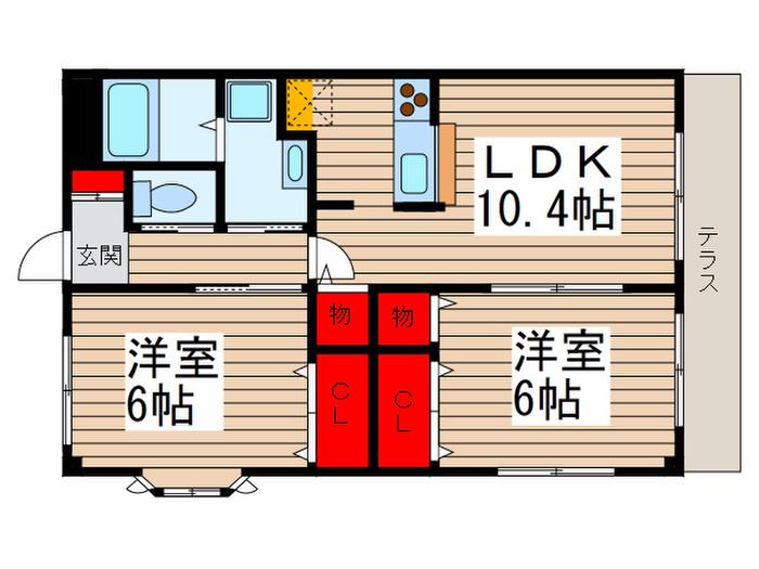 グランドール(2LDK/1階)の間取り写真