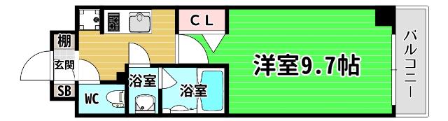 アリビオ大阪港(1K/1階)の間取り写真