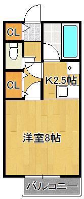 アーバンハイツ瓜生A棟(1K/2階)の間取り写真