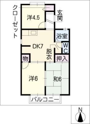 アンボワーズ・モリ(3DK/2階)の間取り写真
