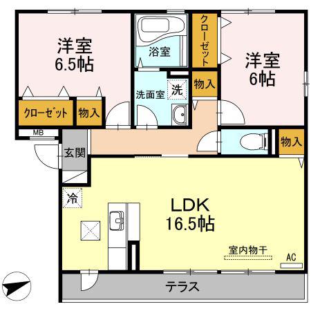 セジュールK(2LDK/1階)の間取り写真