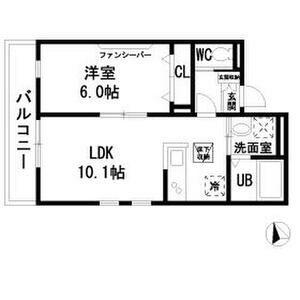 クリスタルマンション南蒲田(1LDK/1階)の間取り写真