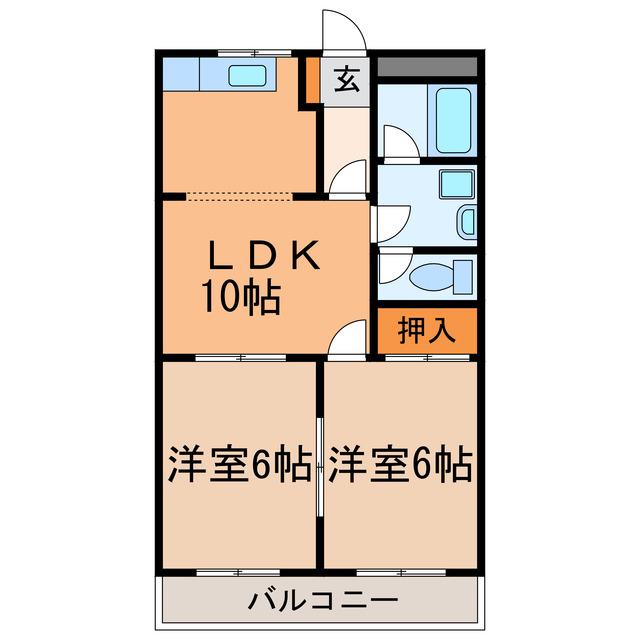 ハーベスト大和通(2LDK/1階)の間取り写真