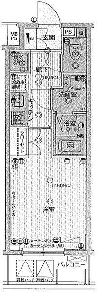 パークウェル神田イースト(1K/9階)の間取り写真
