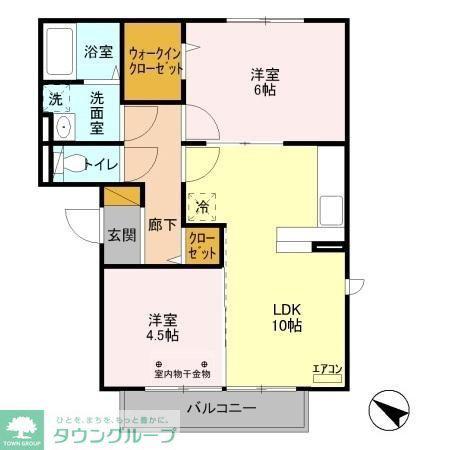 スカイハイム(2LDK/3階)の間取り写真