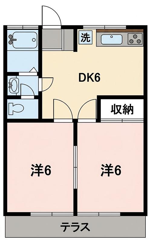 杉山コーポ(2DK/1階)の間取り写真