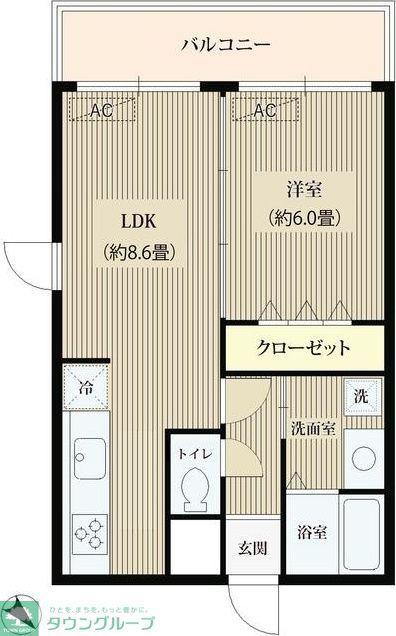 エスペランサ目黒(1LDK/2階)の間取り写真