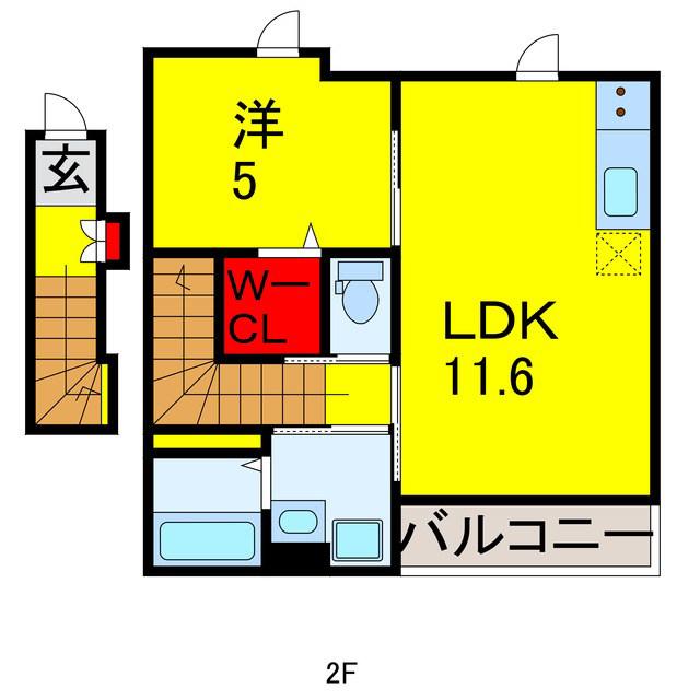 市原市姉崎アパート(1LDK/2階)の間取り写真
