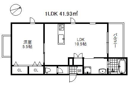サンハイム米夢(1LDK/2階)の間取り写真