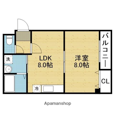 アイリス勝山(1LDK/3階)の間取り写真