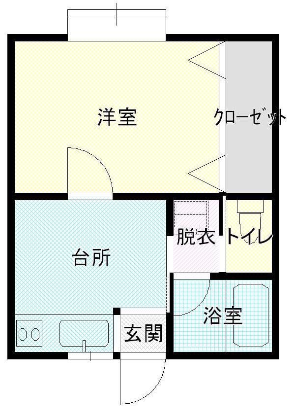 リバータウン良栄II(1K/1階)の間取り写真