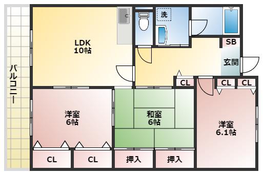 VIO東中野(3LDK/3階)の間取り写真