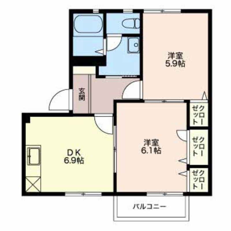 パストラル新光町I(2DK/1階)の間取り写真