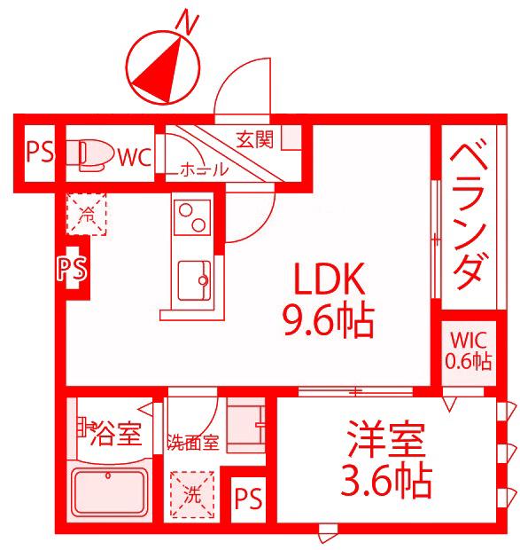 ユアメゾン弘明寺町(1LDK/2階)の間取り写真