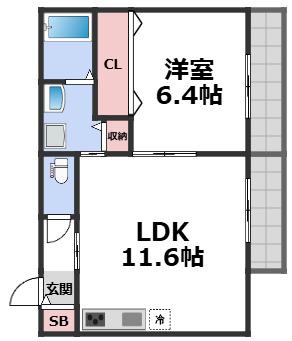 RIHITO鶴見(1LDK/1階)の間取り写真