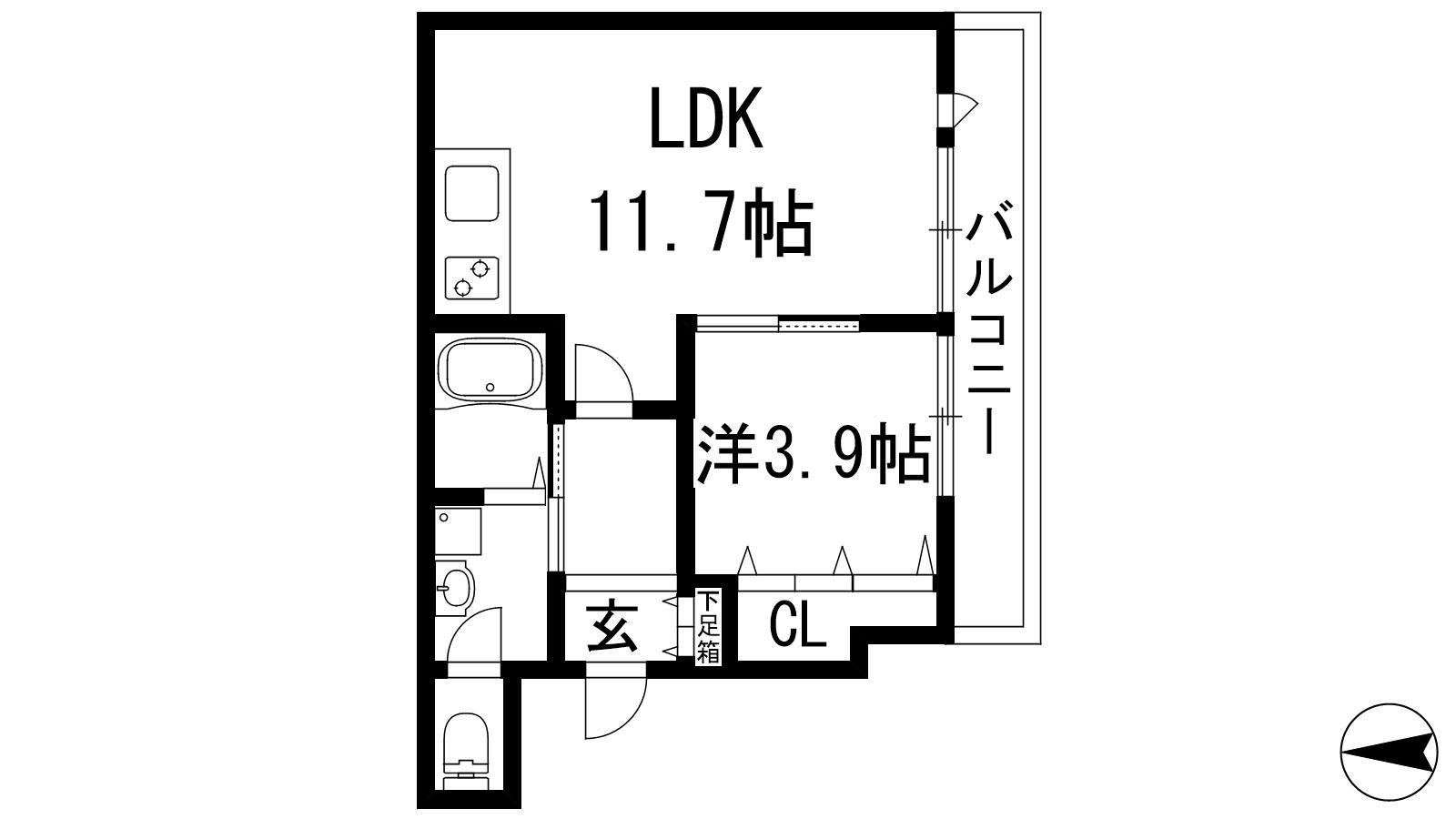 メゾンドピュア(1LDK/2階)の間取り写真