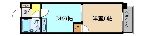 レーベンスフロー長池(1DK/2階)の間取り写真