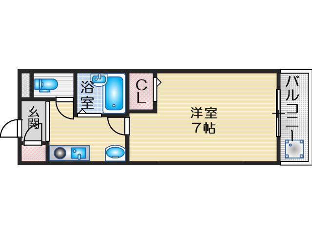 シャトレ豊津1(1K/4階)の間取り写真