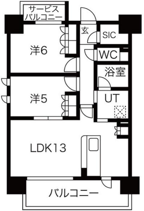 SK RESIDENCES SHINSAIBASHI(2LDK/6階)の間取り写真