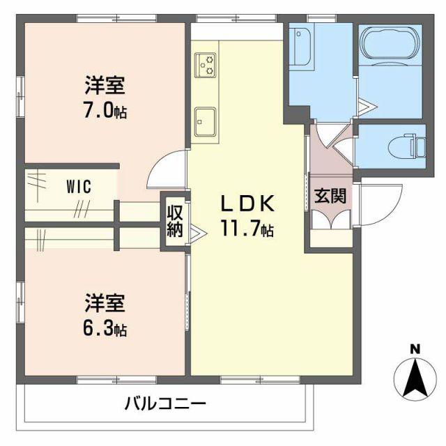 フレグランスランドA A(2LDK/2階)の間取り写真