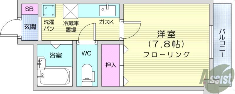 ステラハウスこめがふくろ(1K/3階)の間取り写真