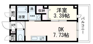 ラシーネ錦町(1DK/4階)の間取り写真