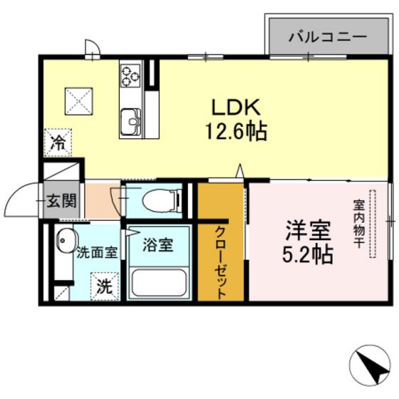 ヴァンベール I棟(1LDK/1階)の間取り写真