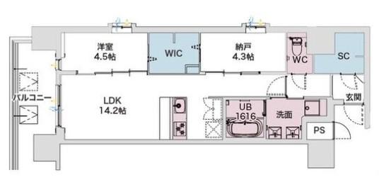 DRAW上本町(1SLDK/10階)の間取り写真