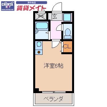 西丸之内トレゾアマンション(ワンルーム/2階)の間取り写真